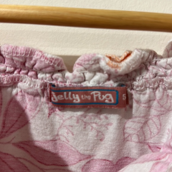 • Jelly the Pug • Girls Floral Pink White Rose Dress Orange Polka Dot Bow 5 - Picture 3 of 5